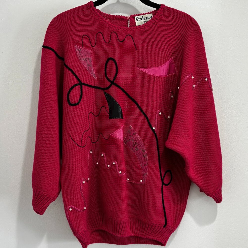 Vintage Hot Pink 90's Sweater, Size M
